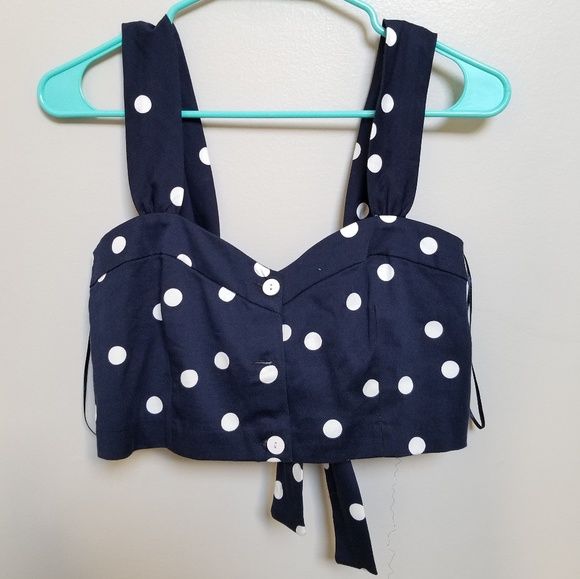 Tops - super cute polka dots bowtie crop top